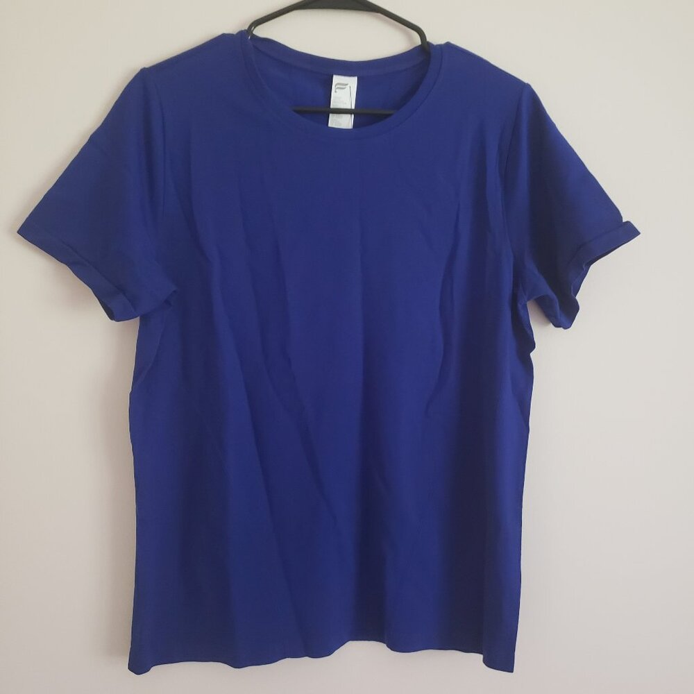 NWT Fabletics Feather-Tech Short Sleeve Admiral Blue Size L
